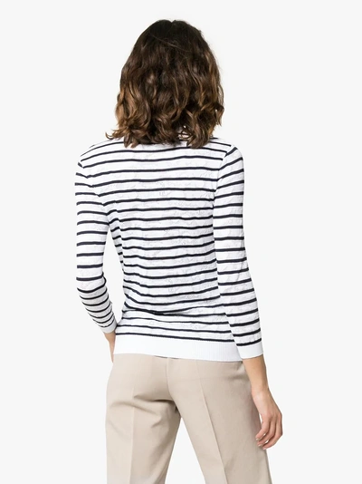 Shop Chloé Turtleneck Striped Cotton Blend Jumper In 48a Inconic Navy