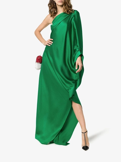 Shop Roland Mouret Ritts Draped Silk Gown In Green