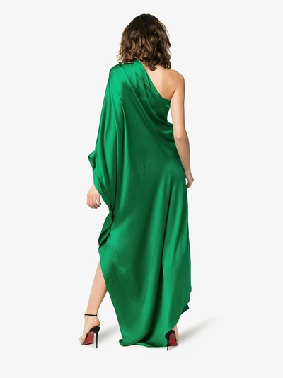 Shop Roland Mouret Ritts Draped Silk Gown In Green