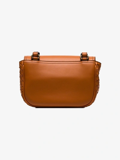 Shop Bottega Veneta Brown Luna Leather Shoulder Bag In 7665 Orange