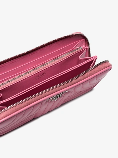 Shop Prada Leather Wallet In Pink