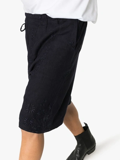 Shop By Walid Lorenzo 1920s Embroidered Shorts In Indigo