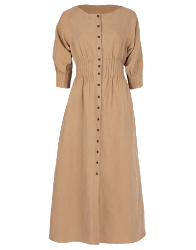 Shop Mara Hoffman Amia Button Down Dress In Khaki