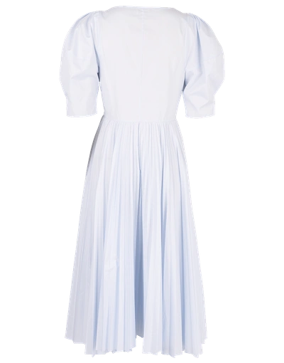 Shop Khaite Caitlin Puff Sleeve Dress In Lt.blue