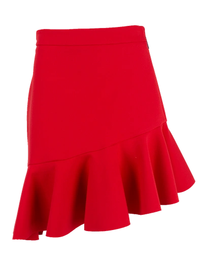 Shop Msgm Asymmetrical Ruffle Skirt In Red