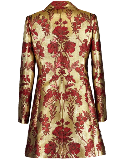 Shop Dolce & Gabbana Lurex Jacquard Fitted Coat In Gld-red