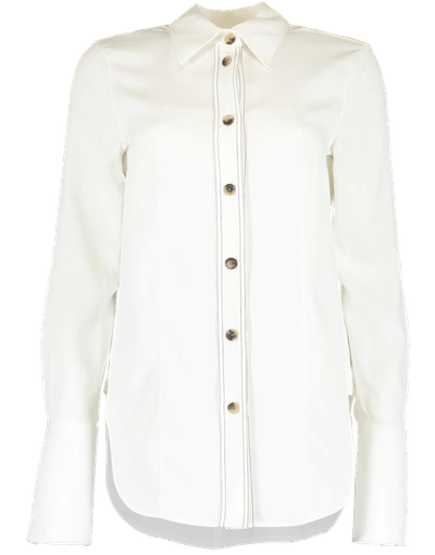 Shop Khaite Delia Button Up Shirt In Ivory