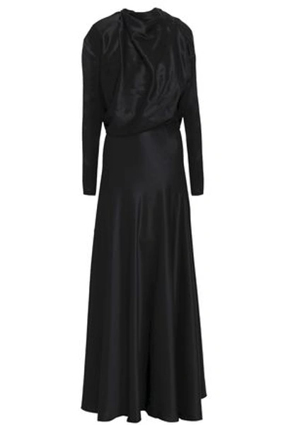 Shop Vionnet Silk-satin Maxi Dress In Black