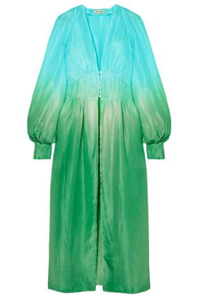 Shop Attico Woman Cutout Dégradé Silk Midi Dress Light Blue