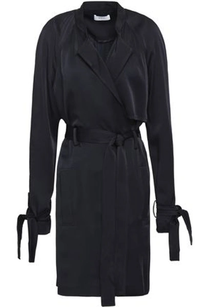 Shop A.l.c Woman Kendall Washed-satin Mini Wrap Dress Black