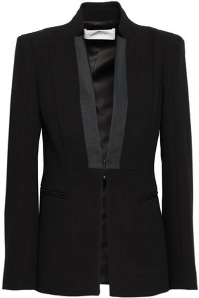 Shop Amanda Wakeley Grosgrain-trimmed Crepe Blazer In Black