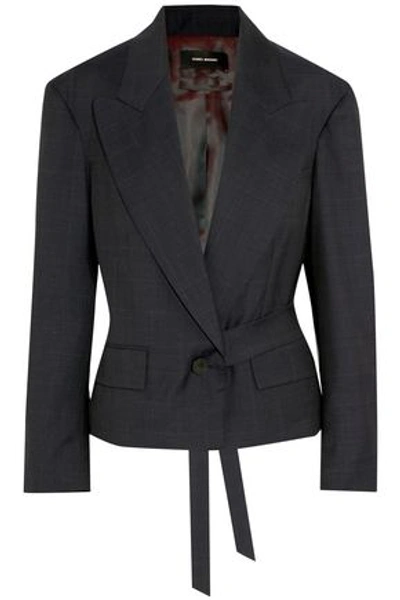 Shop Isabel Marant Woman Miller Belted Prince Of Wales Checked Wool Blazer Charcoal