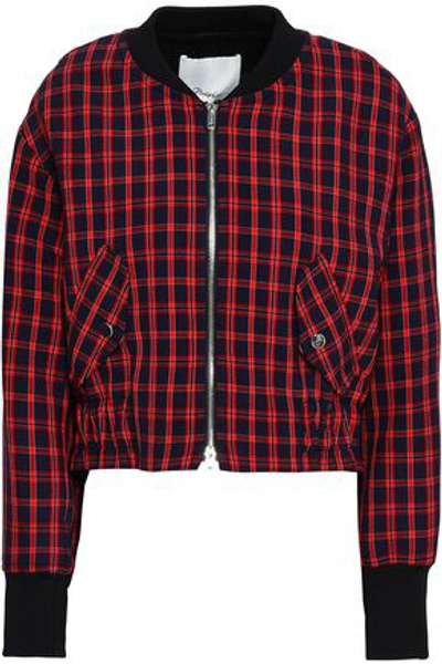 Shop 3.1 Phillip Lim / フィリップ リム 3.1 Phillip Lim Woman Checked Stretch-crepe Bomber Jacket Red
