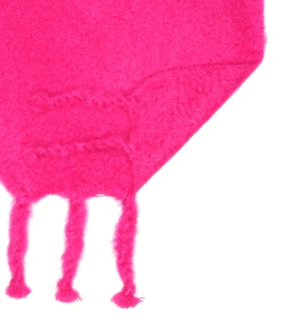 Shop Loewe Mohair And Wool Scarf In Pink