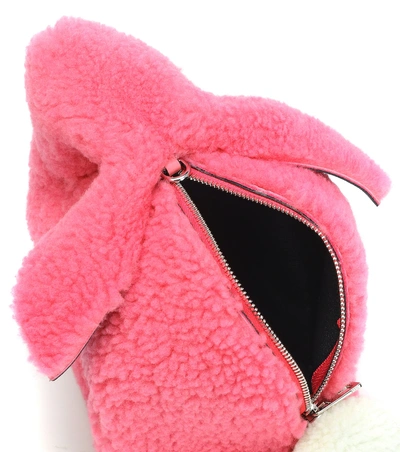 Shop Loewe Bunny Mini Shearling Shoulder Bag In Pink