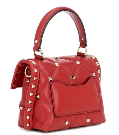 Shop Valentino Candystud Mini Leather Shoulder Bag In Red