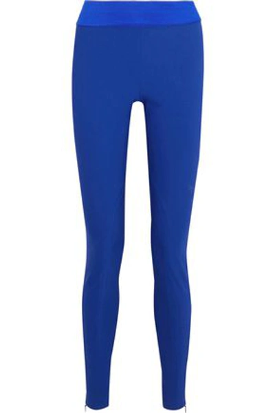Shop Stella Mccartney Heather Cotton-blend Leggings In Bright Blue