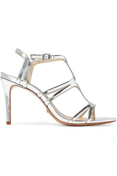 Shop Schutz Woman Cutout Mirrored-leather Sandals Silver