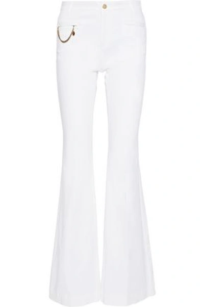 Shop Stella Mccartney Woman Chain-embellished High-rise Flared Jeans White