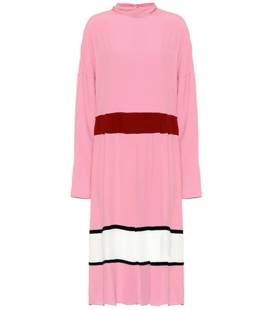 Shop Marni Silk-blend Crêpe Midi Dress In Pink