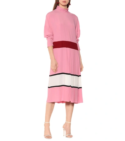 Shop Marni Silk-blend Crêpe Midi Dress In Pink