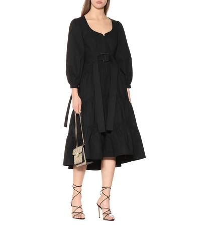 Shop Proenza Schouler Belted Stretch-cotton Midi Dress In Black