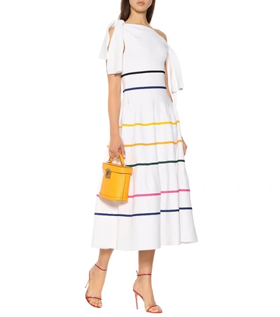 Shop Carolina Herrera Stretch Knit Midi Dress In White