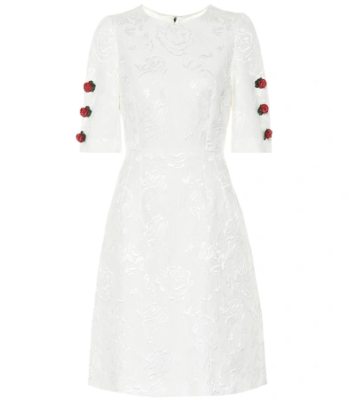 Shop Dolce & Gabbana Embroidered Cotton And Silk Dress In White