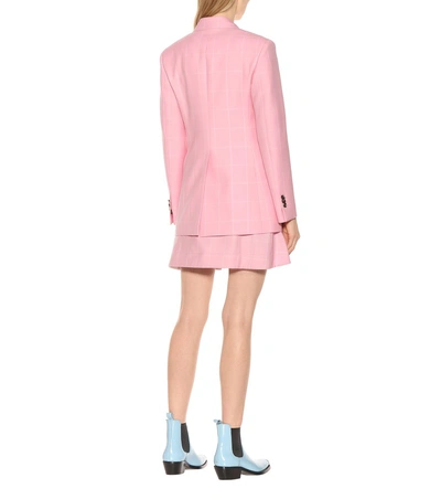 Shop Calvin Klein 205w39nyc Checked Double-breasted Wool Blazer In Pink