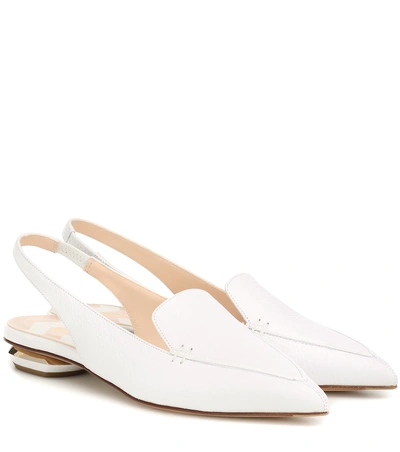 Shop Nicholas Kirkwood Beya Leather Slingback Slippers In White