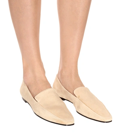 Shop The Row Minimal Suede Loafers In Beige