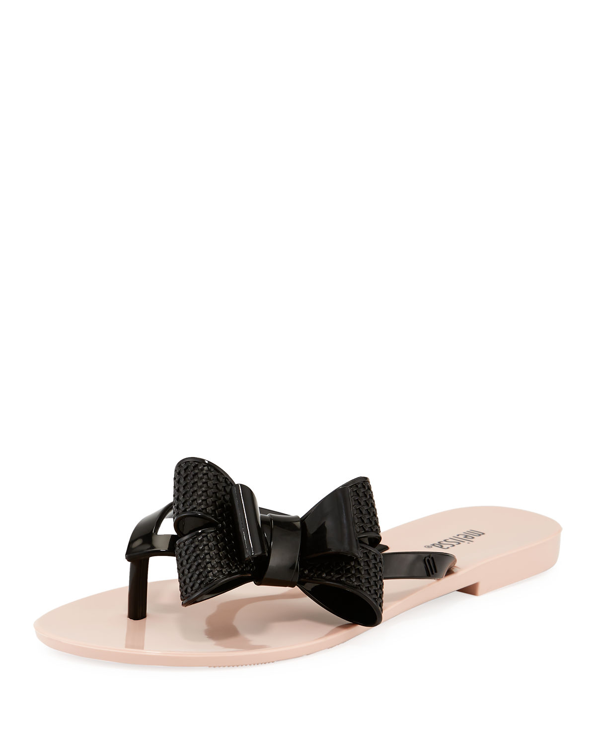 black jelly sandals with bow