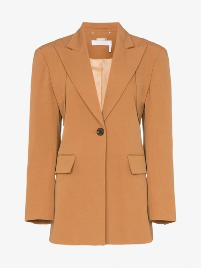 Shop Chloé Single-breasted Wool Blend Blazer In 207 Pottery Brown