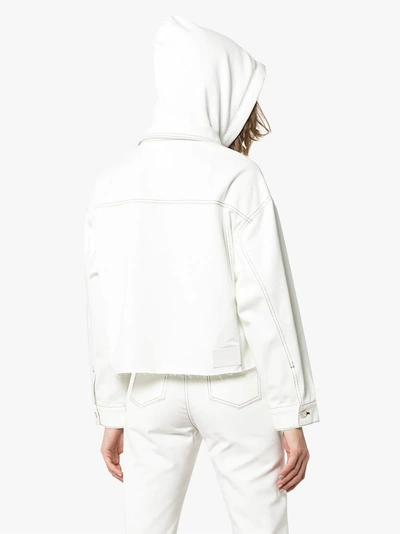 Shop Sjyp Hooded Denim Jacket In 001 White
