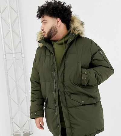Shop Schott Lincoln 18x Quilted Hooded Parka Jacket With Detachable Faux Fur Trim In Green - Green