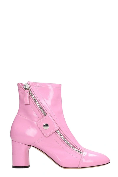 Shop Casadei Pink Patent Leather Ankle Boots In Rose-pink