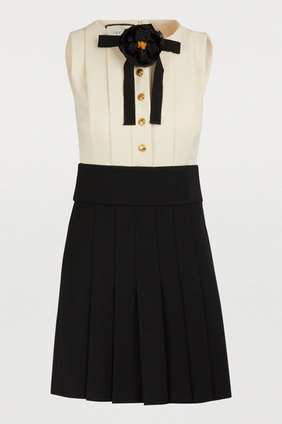 Shop Gucci Two-tone Jersey Dress In Almond