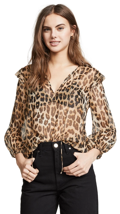 Shop Alice And Olivia Sissy Tiered Blouse In Spotted Leopard Multi