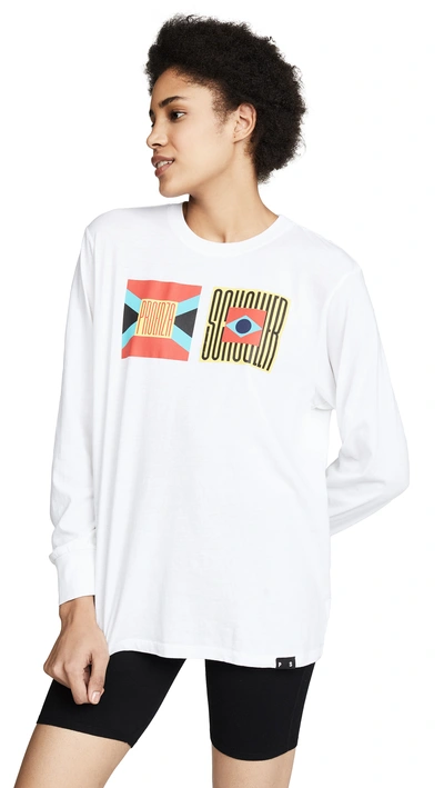 Shop Proenza Schouler Flag Long Sleeve Tee In Yellow/red Multi Flag