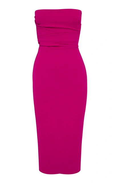 Shop Alex Perry Dylan Strapless Stretch Crepe Midi Dress In Pink