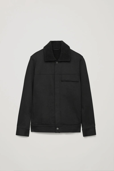 Shop Cos Denim Jacket With Teddy Lining In Black