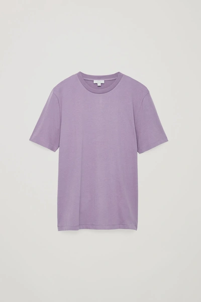 Shop Cos Rib-neck Brushed-cotton T-shirt In Purple