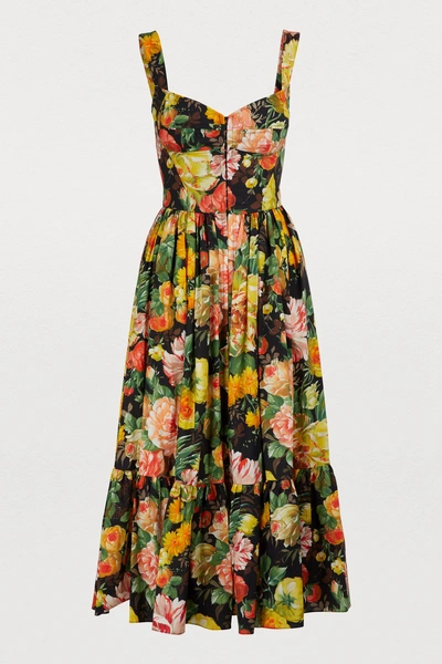 Shop Dolce & Gabbana Flower Mix Strapless Dress In Multicolor
