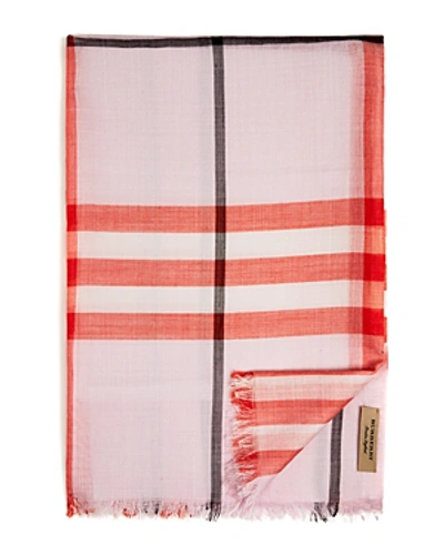 Shop Burberry Giant Check Wool & Silk Gauze Scarf In Pale Blossom
