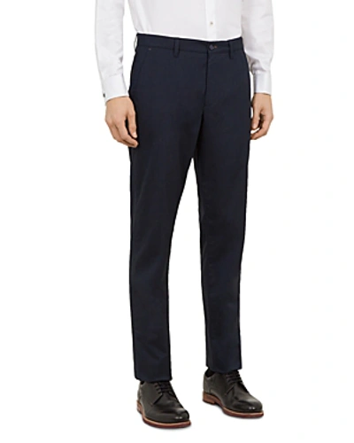 Shop Ted Baker Claiel Semi-plain Slim Fit Trousers In Navy