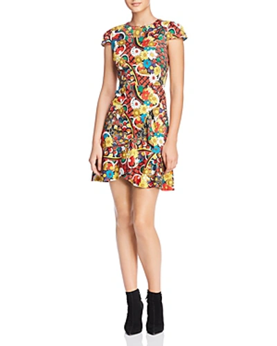 Shop Alice And Olivia Alice + Olivia Kirby Ruffled Floral Print Dress In Floral Melody Multi