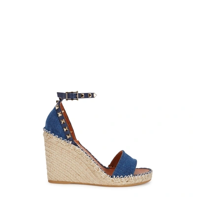 Shop Valentino Rockstud 100 Denim Espadrille Sandals