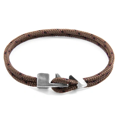 Shop Anchor & Crew Brown Brixham Silver And Rope Bracelet