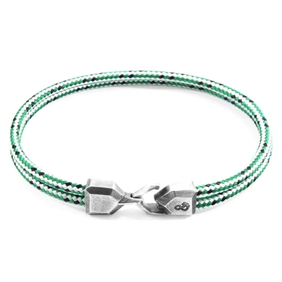 Shop Anchor & Crew Green Dash Cromer Silver And Rope Bracelet