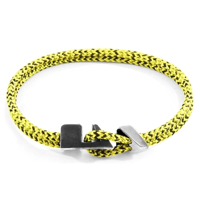 Shop Anchor & Crew Yellow Noir Brixham Silver And Rope Bracelet